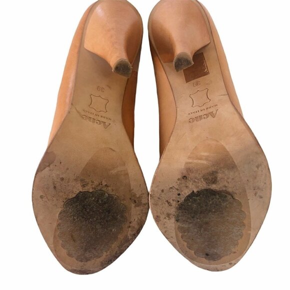 ACNE STUDIOS Melrose Tan Leather Platform Heels 39 - Picture 10 of 12
